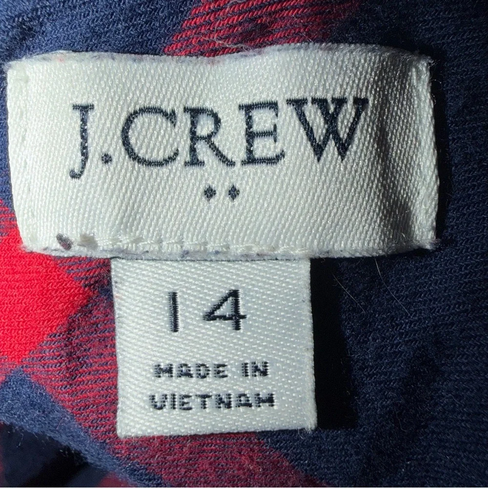 J. Crew Classic Plaid Button-Up Midi Dress Size 14